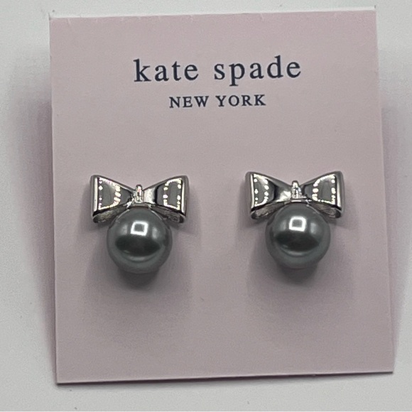 Kate Silver Bow & Pearl Earrings NWT - Picture 4 of 8